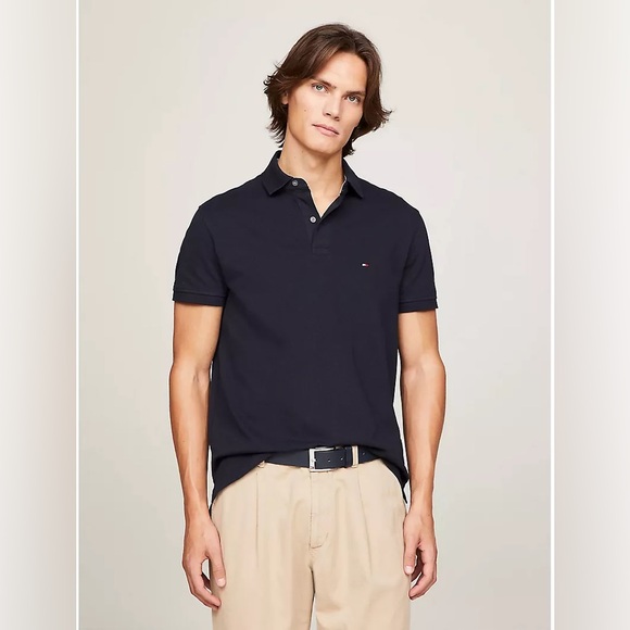 Tommy Hilfiger Regular Fit Stretch Tommy Polo NWT NAVY LARGE - Picture 3 of 13